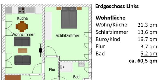 3 ZKB Wohnung in Braunfels – Bonbaden EG Links