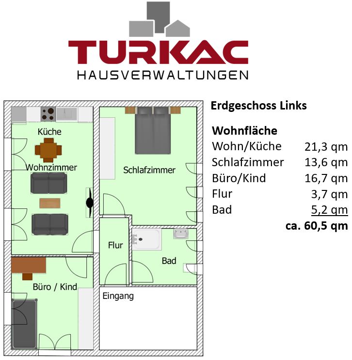 3 ZKB Wohnung in Braunfels – Bonbaden EG Links